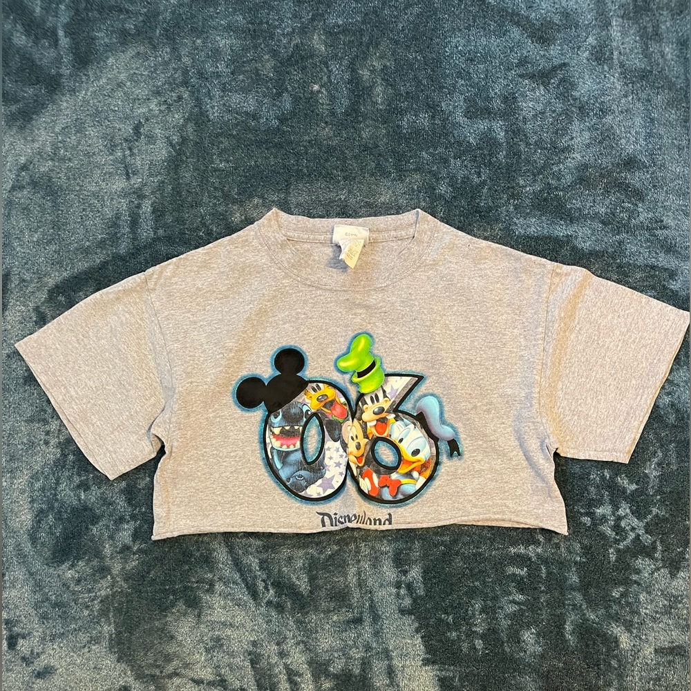 disneyland size medium gray crop top disney mickey mouse